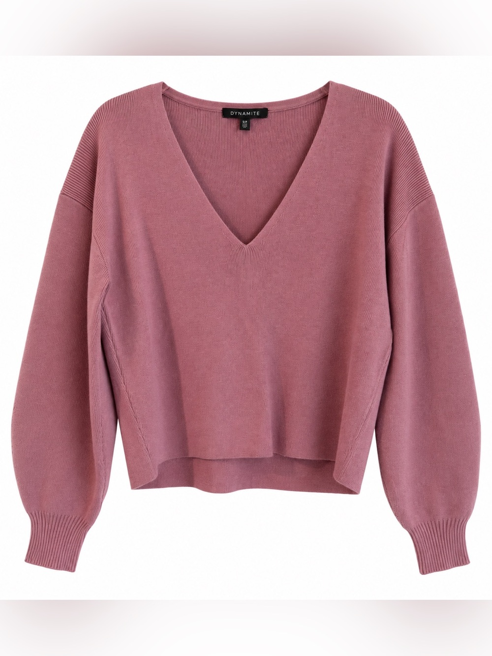Dynamite Dusty Rose V-Neck Knit Sweater